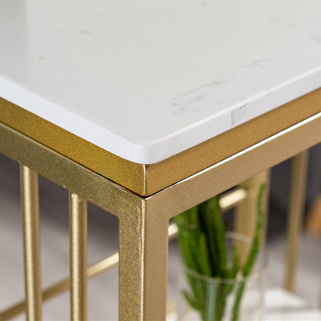 Modern 1/3 Pieces Bar Table Set Rectangle Stone Counter Table with High Stools for Cafe