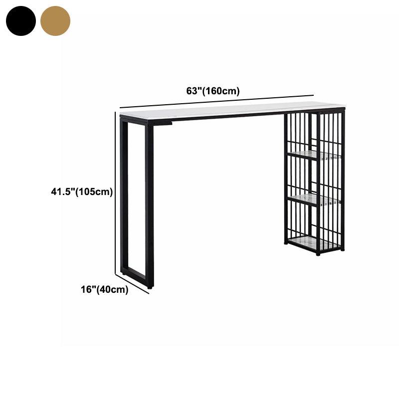 Modern 1/3 Pieces Bar Table Set Rectangle Stone Counter Table with High Stools for Cafe