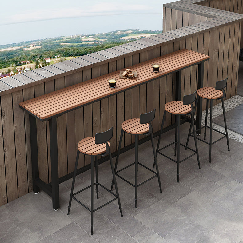 Modern 1/5 Pieces Bar Table Set Rectangle Plastic Wood Counter Table with High Stools