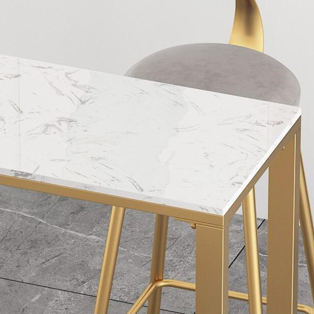 Glam 1/4/7 Pieces Bar Table Set Rectangle Stone Counter Table with High Stools for Cafe