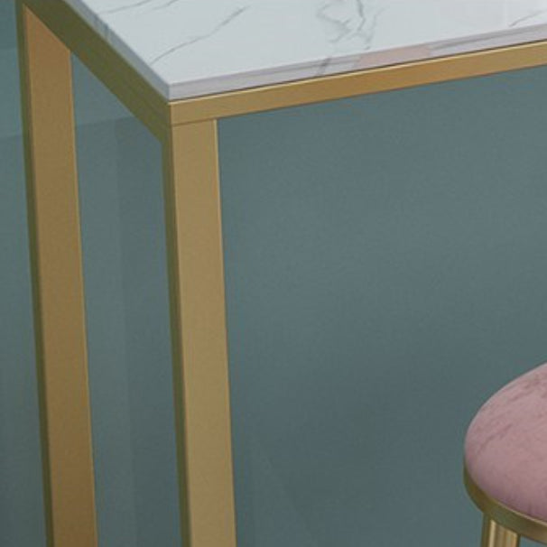 Glam 1/4/7 Pieces Bar Table Set Rectangle Stone Counter Table with High Stools for Cafe