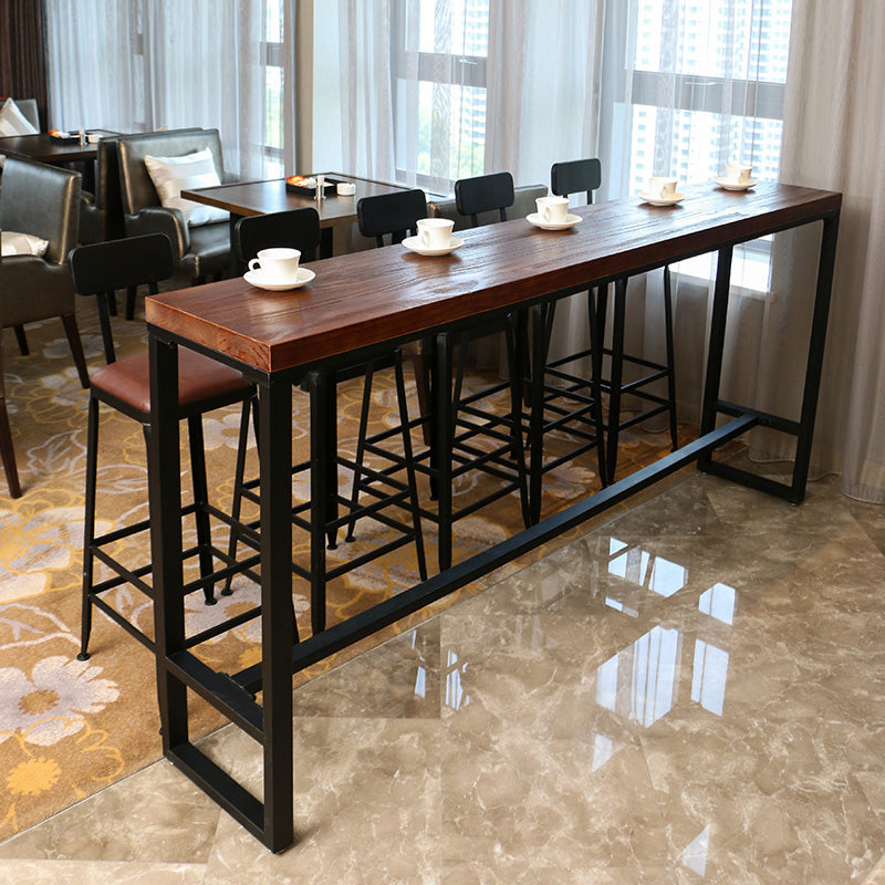 Industrial 1/6 Pieces Bar Table Set Rectangle Pine Wood Counter Table with High Stools