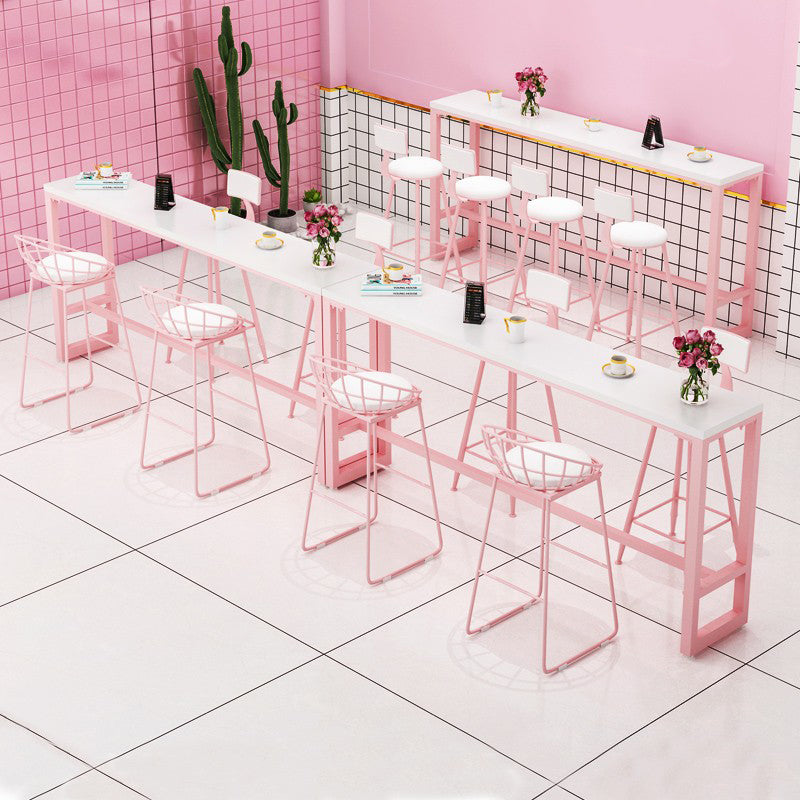 Modern 1/5 Pieces Bar Table Set Rectangle Stone Counter Table with High Stools for Cafe