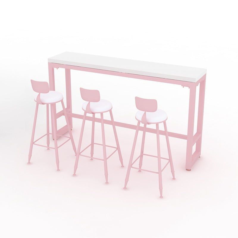 Modern 1/5 Pieces Bar Table Set Rectangle Stone Counter Table with High Stools for Cafe