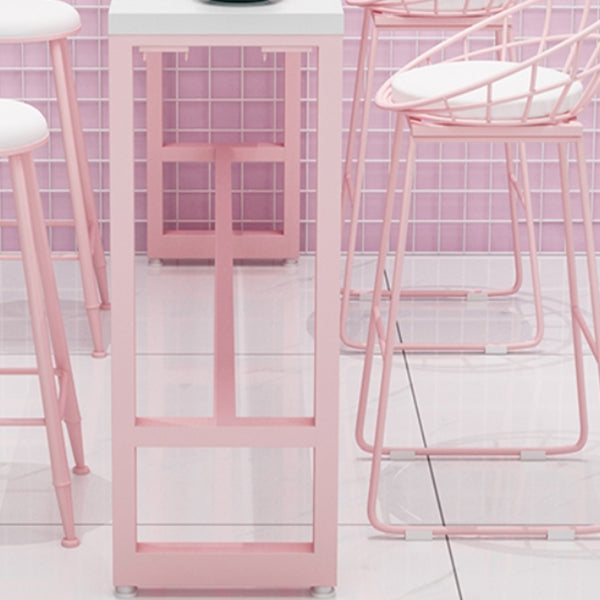 Modern 1/5 Pieces Bar Table Set Rectangle Stone Counter Table with High Stools for Cafe