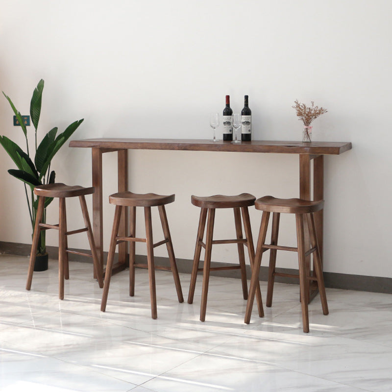 Modern Bar Table Set 1/2/4/5 Pieces Rectangle Bar Table with Wooden High Stools