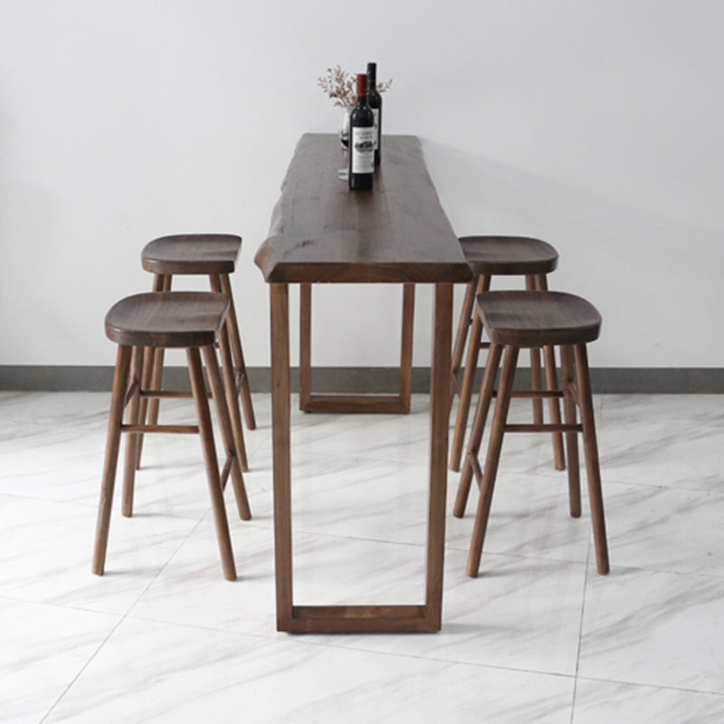 Modern Bar Table Set 1/2/4/5 Pieces Rectangle Bar Table with Wooden High Stools