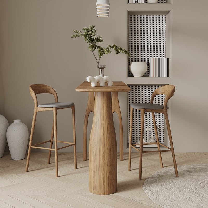 1/3 Pieces Modern Rectangular Pub Table Set Pine Wood Counter Table with High Stools