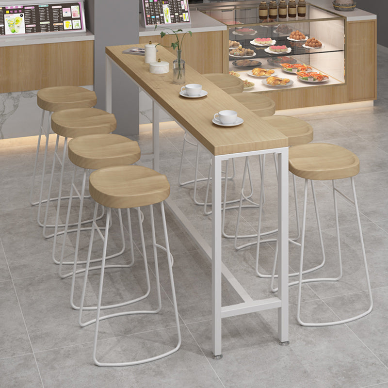 Modern Rectangular Pub Table Set 1/5/9 Pieces Wooden Counter Table with High Stools