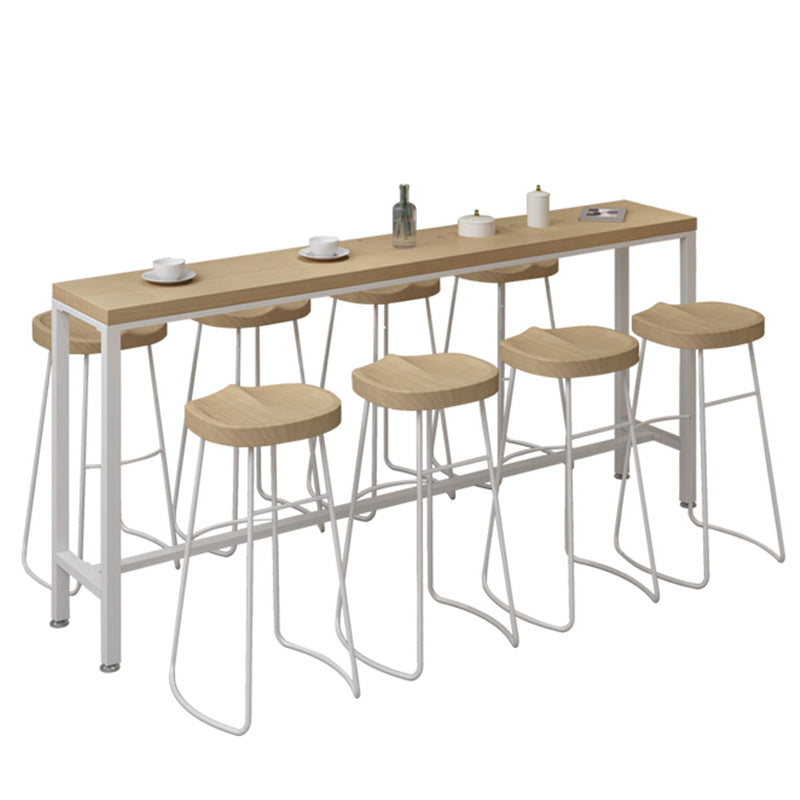 Modern Rectangular Pub Table Set 1/5/9 Pieces Wooden Counter Table with High Stools