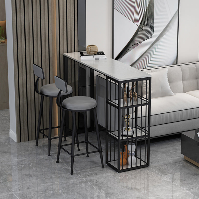 Modern 1/3 Pieces Bar Table Set Rectangle Stone Counter Table with Stools for Living Room