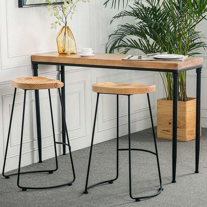 Industrial Style Bar Table Set 1/2/3 Pieces Rectangle Bar Table with High Stools