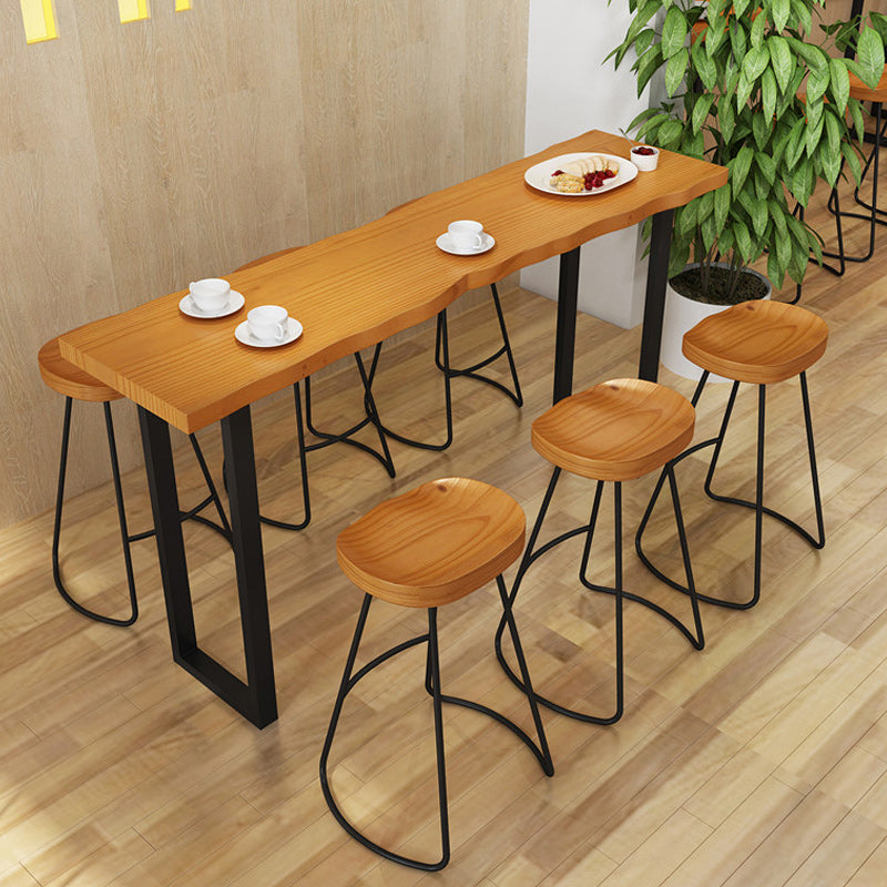 1/5/7 Pieces Industrial Rectangle Pub Table Set Wooden Counter Table with Backless Stools