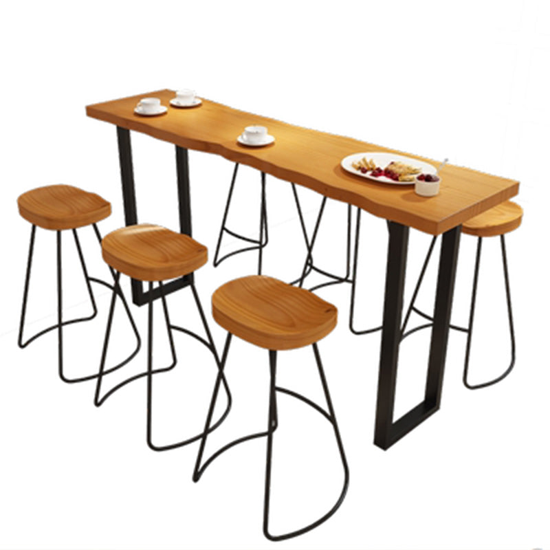 1/5/7 Pieces Industrial Rectangle Pub Table Set Wooden Counter Table with Backless Stools