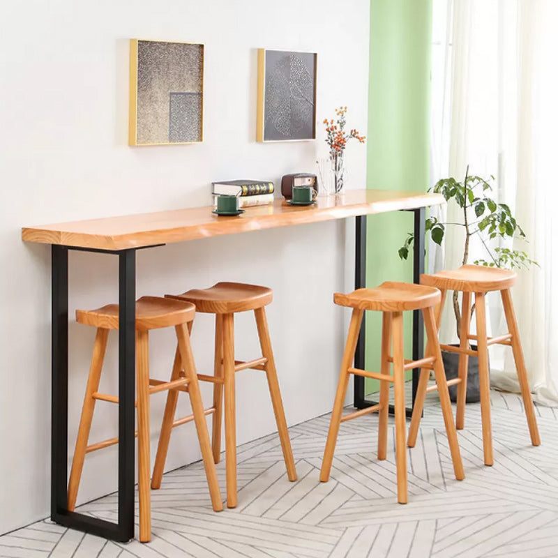 Modern Style Bar Table Set 1/2/5 Pieces Rectangle Bar Table with High Wood Stools