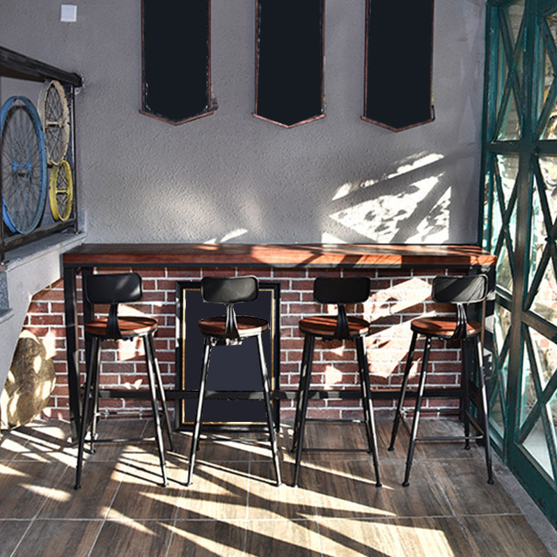 Industrial 1/5 Pieces Bar Table Set Rectangle Pine Wood Counter Table for Cafe