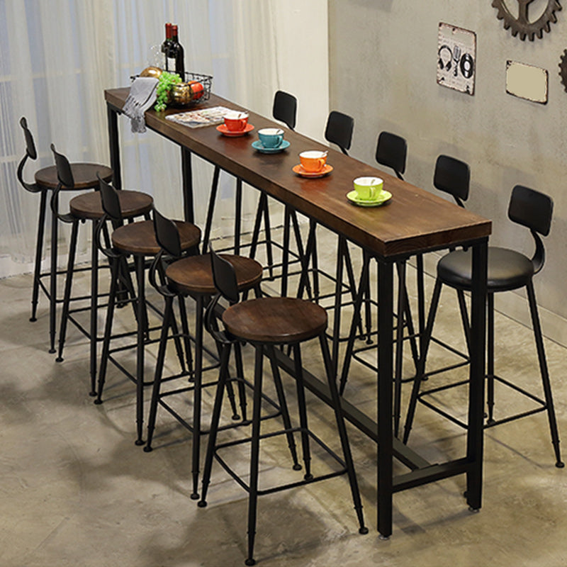 1/6/11 Pieces Industrial Rectangular Pub Table Set Solid Wood Counter Table Set