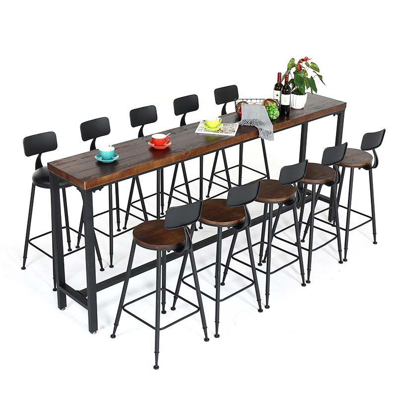 1/6/11 Pieces Industrial Rectangular Pub Table Set Solid Wood Counter Table Set
