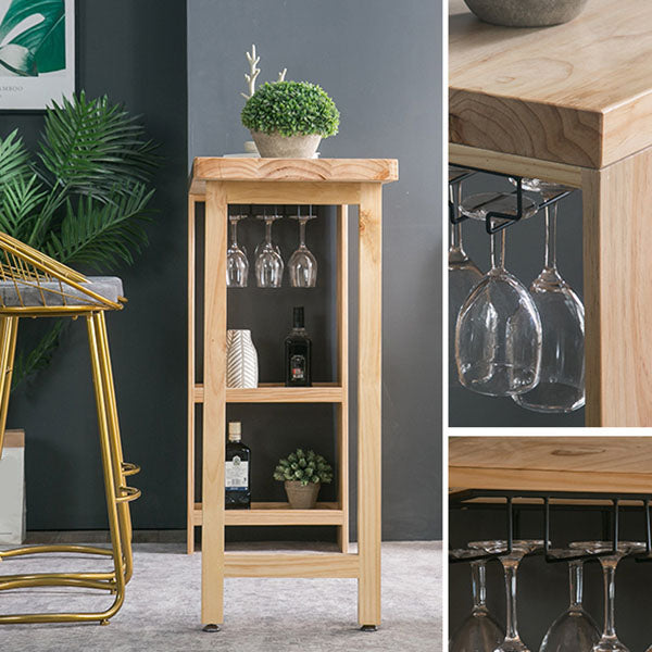 Modern Bar Table Set 1/3 Pieces Rectangle Pine Wood Counter Table for Milk Tea Shop