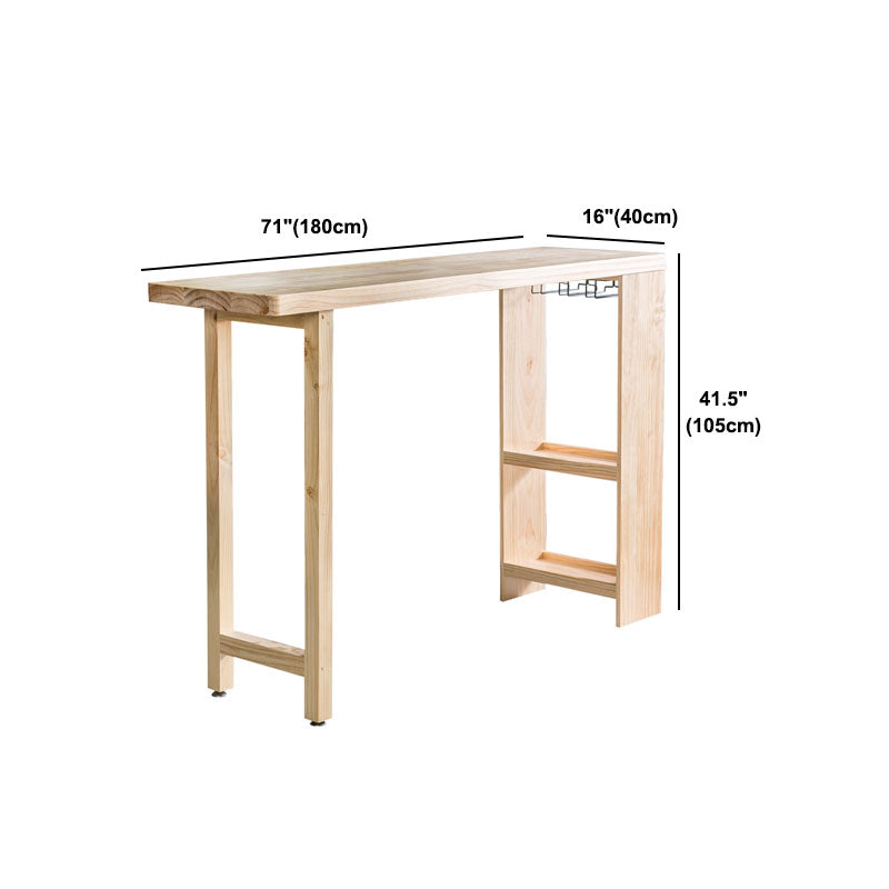 Modern Bar Table Set 1/3 Pieces Rectangle Pine Wood Counter Table for Milk Tea Shop