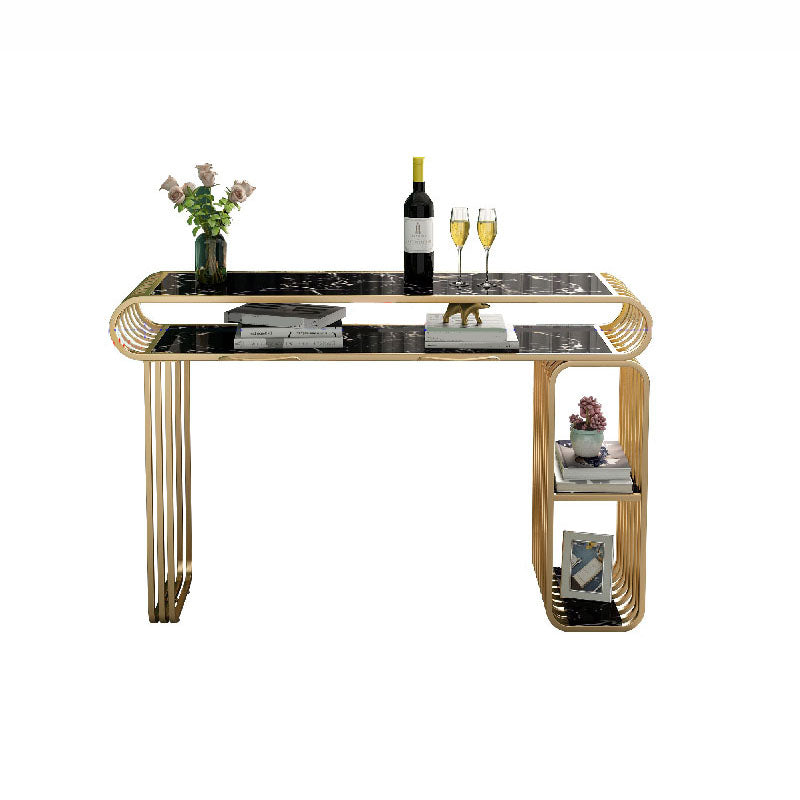 Luxurious Rectangular Pub Table Set 1/3 Pieces Stone Top Counter Table with High Stools