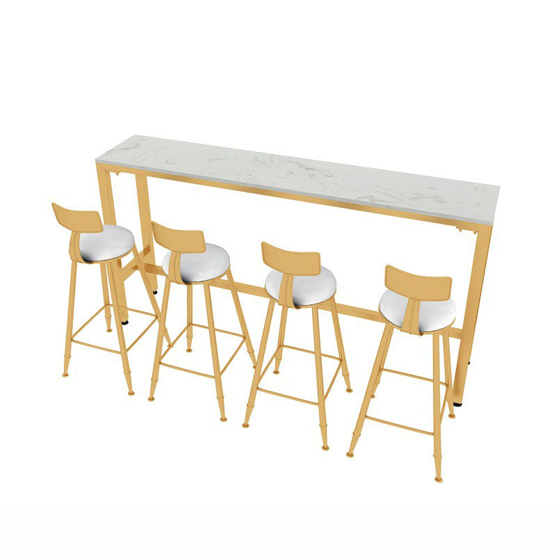 Glam 1/2/5 Pieces Bar Table Set Rectangle Bar Table with Metal High Stools for Home