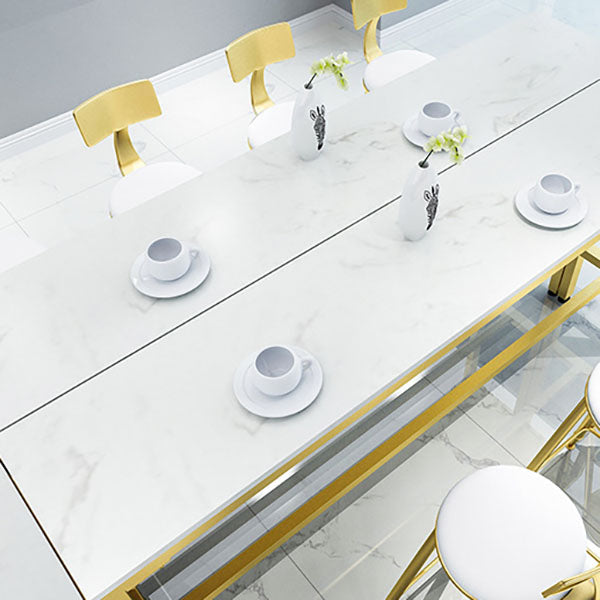 Glam 1/2/5 Pieces Bar Table Set Rectangle Bar Table with Metal High Stools for Home