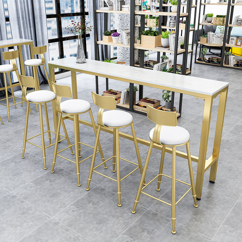 Glam 1/2/5 Pieces Bar Table Set Rectangle Bar Table with Metal High Stools for Home