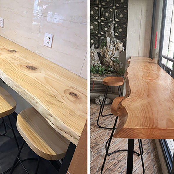 1/2/5 Pieces Rectangular Counter Set Industrial Solid Wood Bar Table Set for Home Use