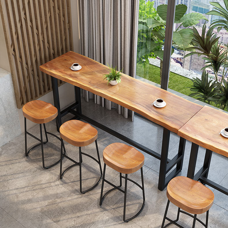Modern 1/9 Pieces Bar Table Set Rectangle Pine Wood Counter Table with Stools for Balcony