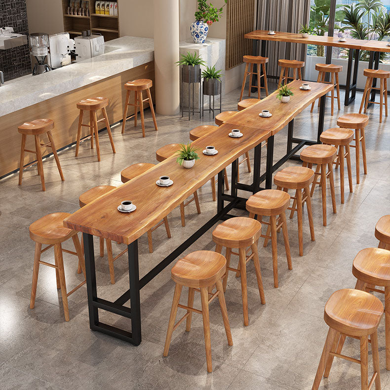 Modern 1/9 Pieces Bar Table Set Rectangle Pine Wood Counter Table with Stools for Balcony