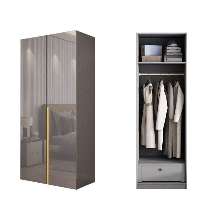 Contemporary Style Wood Wardrobe Gray Colour 1-Drawer Wardrobe Closet for Home