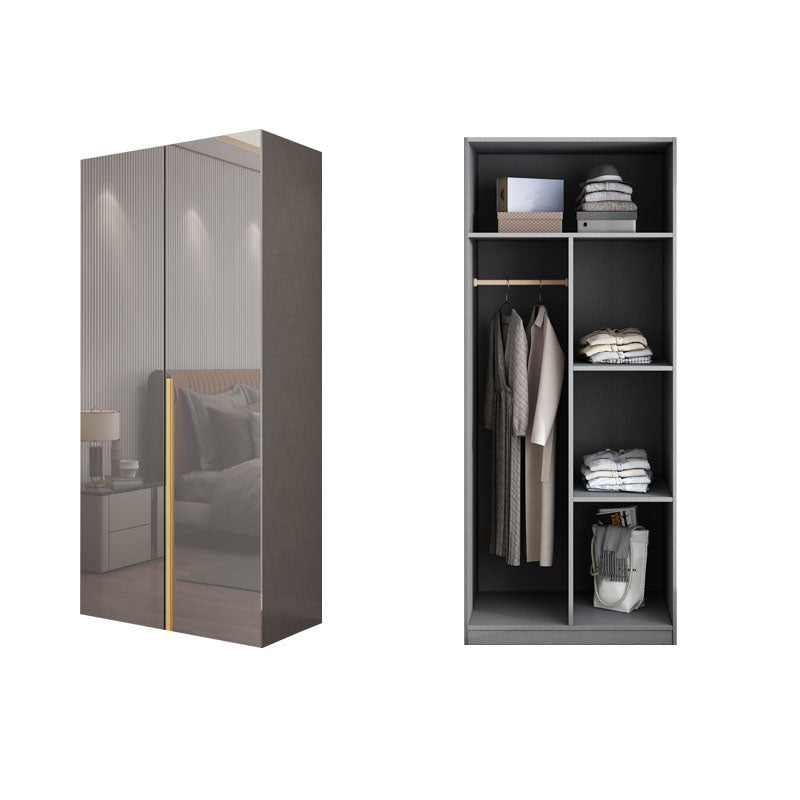 Contemporary Style Wood Wardrobe Gray Colour 1-Drawer Wardrobe Closet for Home
