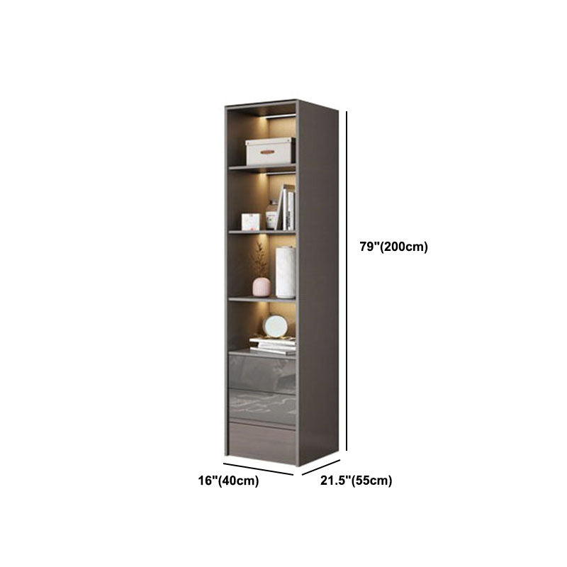 Contemporary Style Wood Wardrobe Gray Colour 1-Drawer Wardrobe Closet for Home