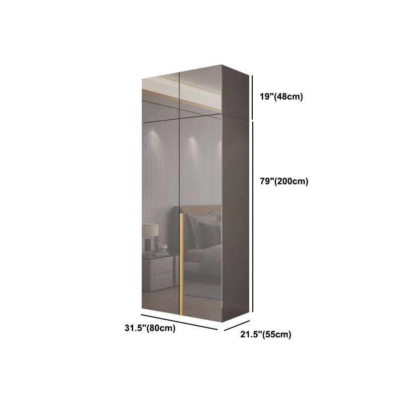 Contemporary Style Wood Wardrobe Gray Colour 1-Drawer Wardrobe Closet for Home