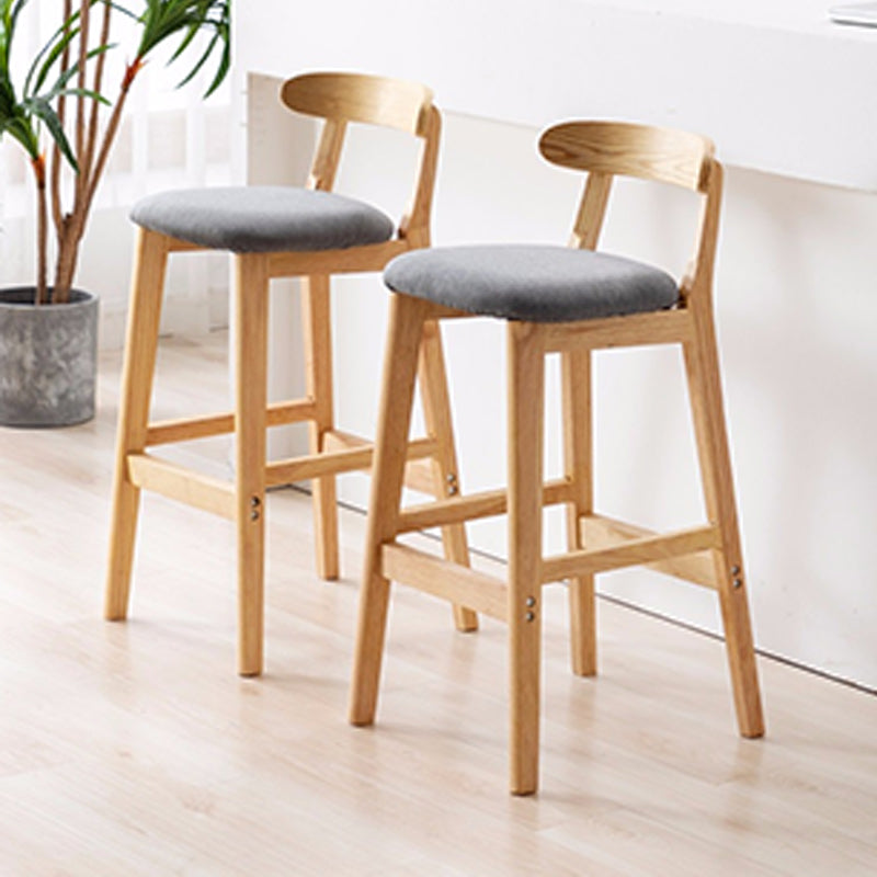 Armless Upholstered Bar Stool Modern Low Back Bar Stool with Wooden Legs