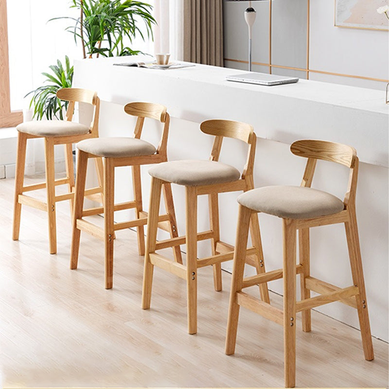 Armless Upholstered Bar Stool Modern Low Back Bar Stool with Wooden Legs