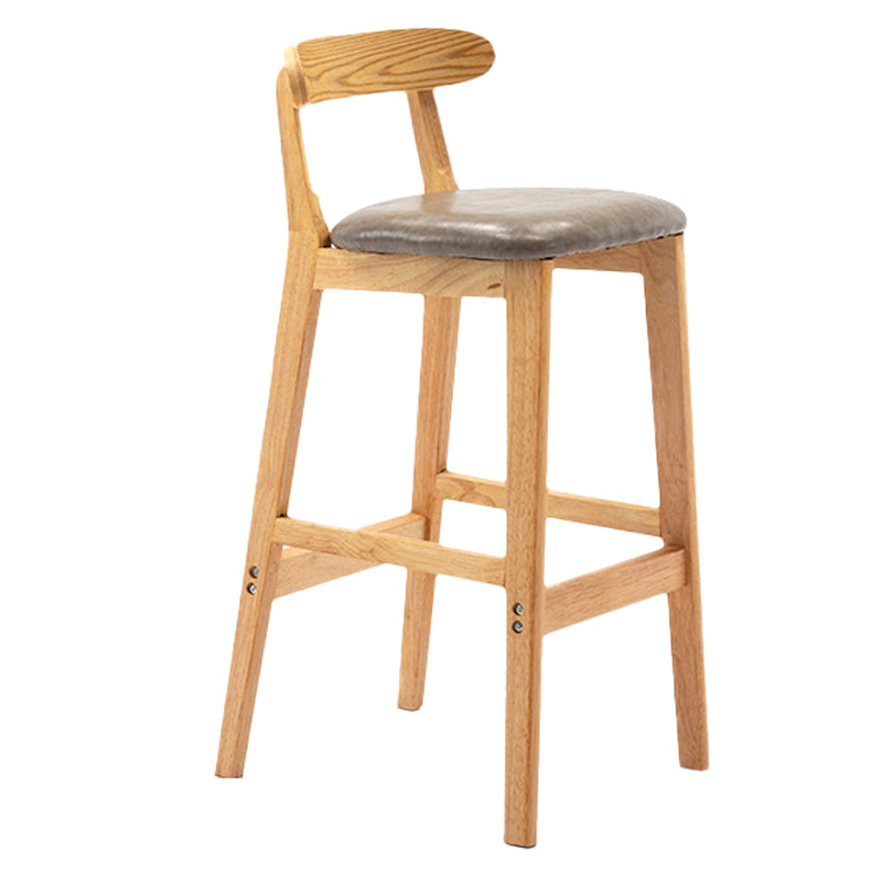 Armless Upholstered Bar Stool Modern Low Back Bar Stool with Wooden Legs