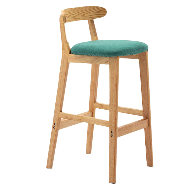 Armless Upholstered Bar Stool Modern Low Back Bar Stool with Wooden Legs