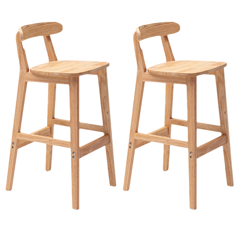 Armless Upholstered Bar Stool Modern Low Back Bar Stool with Wooden Legs