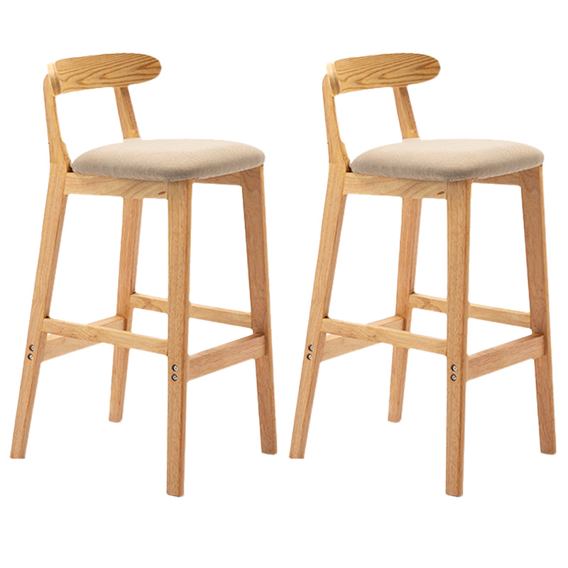 Armless Upholstered Bar Stool Modern Low Back Bar Stool with Wooden Legs