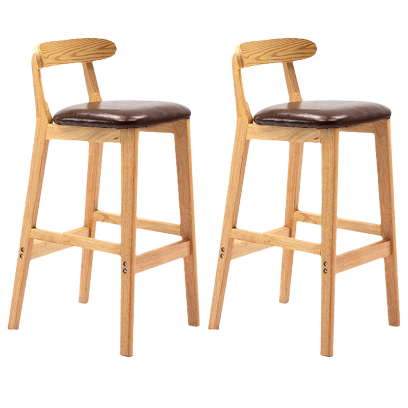Armless Upholstered Bar Stool Modern Low Back Bar Stool with Wooden Legs