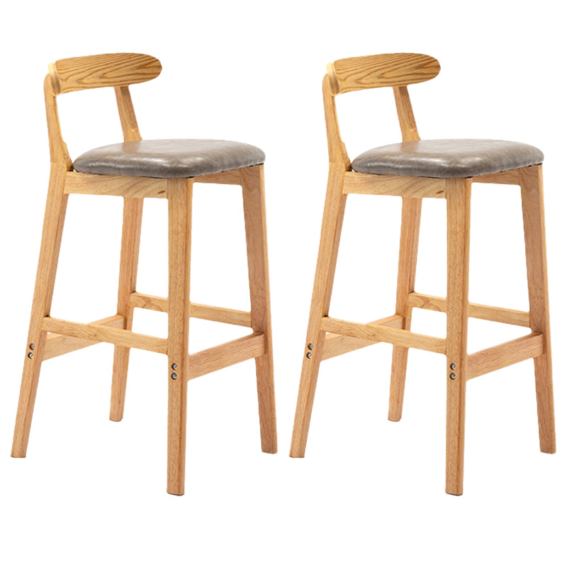 Armless Upholstered Bar Stool Modern Low Back Bar Stool with Wooden Legs