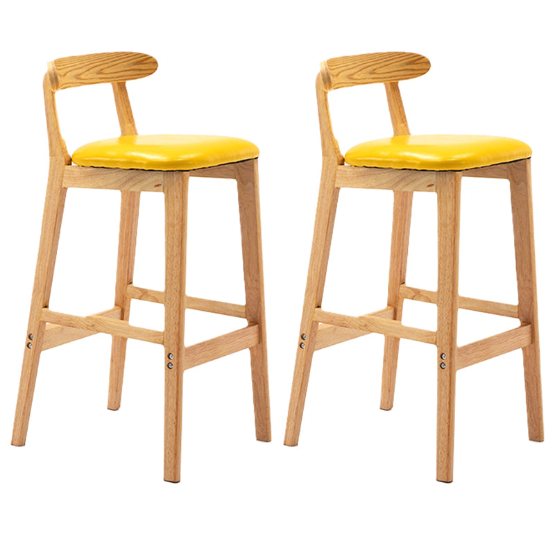 Armless Upholstered Bar Stool Modern Low Back Bar Stool with Wooden Legs