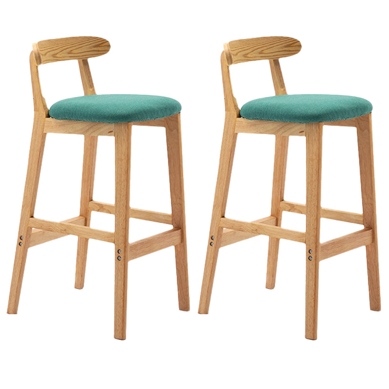 Armless Upholstered Bar Stool Modern Low Back Bar Stool with Wooden Legs