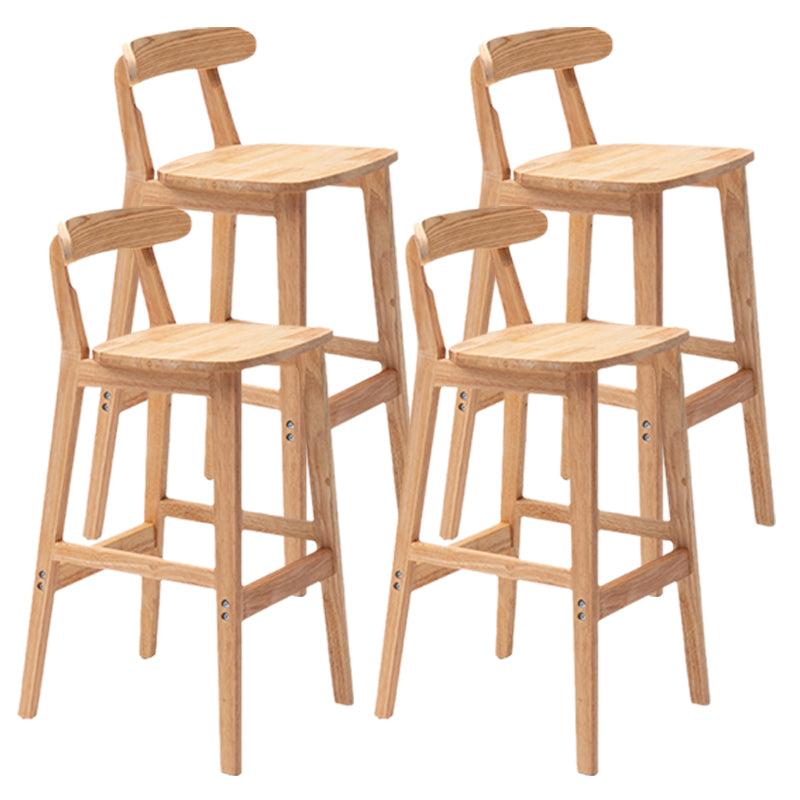 Armless Upholstered Bar Stool Modern Low Back Bar Stool with Wooden Legs