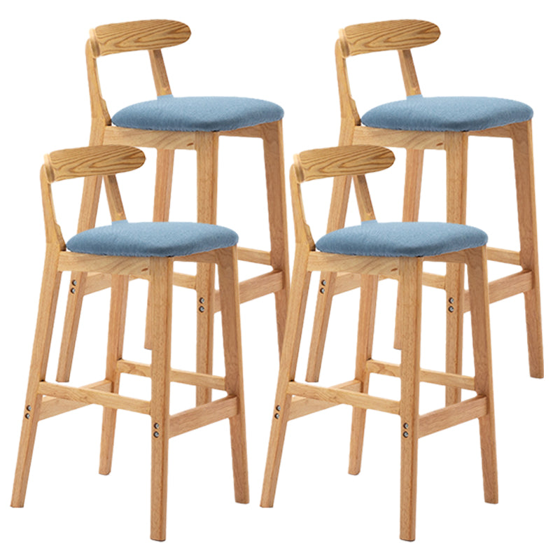 Armless Upholstered Bar Stool Modern Low Back Bar Stool with Wooden Legs