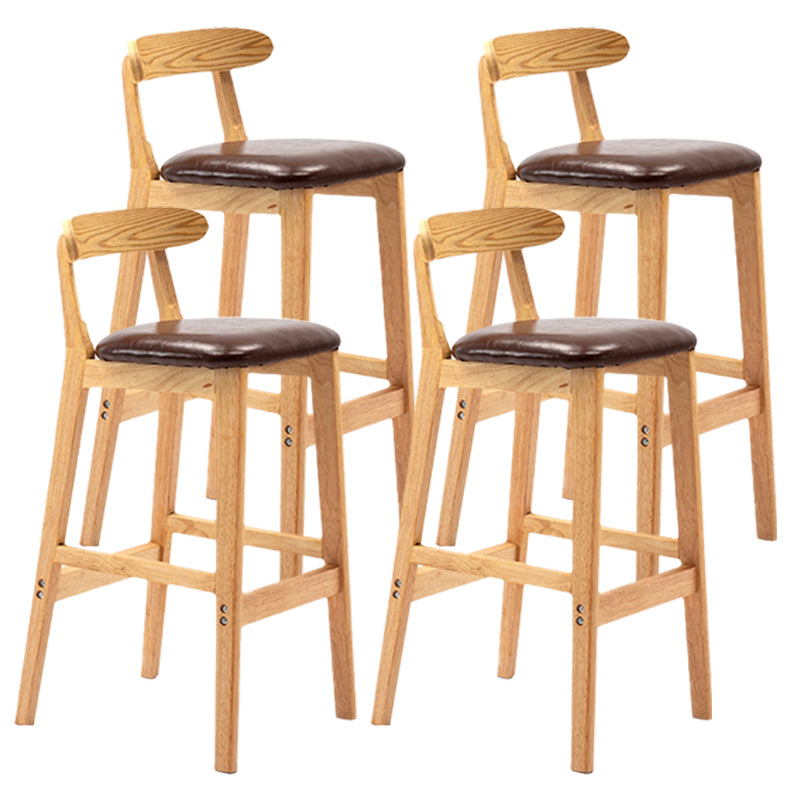 Armless Upholstered Bar Stool Modern Low Back Bar Stool with Wooden Legs