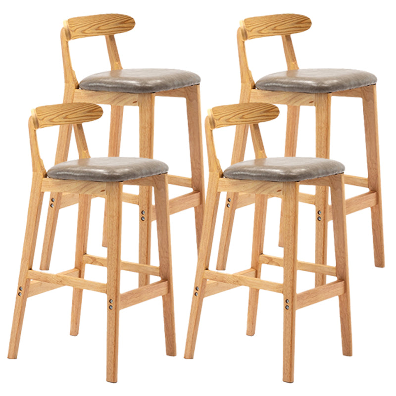 Armless Upholstered Bar Stool Modern Low Back Bar Stool with Wooden Legs