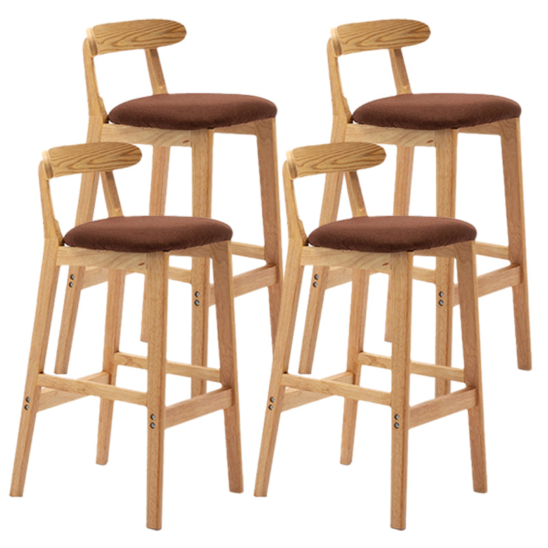Armless Upholstered Bar Stool Modern Low Back Bar Stool with Wooden Legs